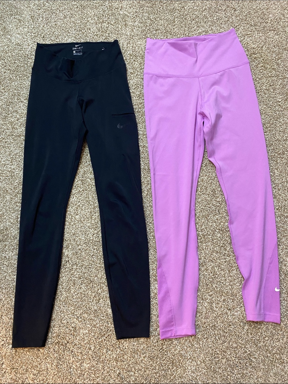 Nike Black and Lilac Workout Leggings Set of 2 - Small